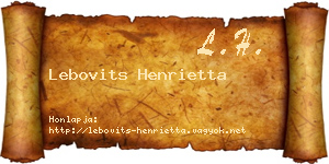 Lebovits Henrietta névjegykártya